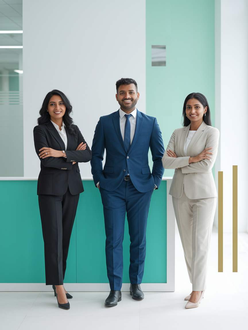 Indian professionals in a modern corporate environment
